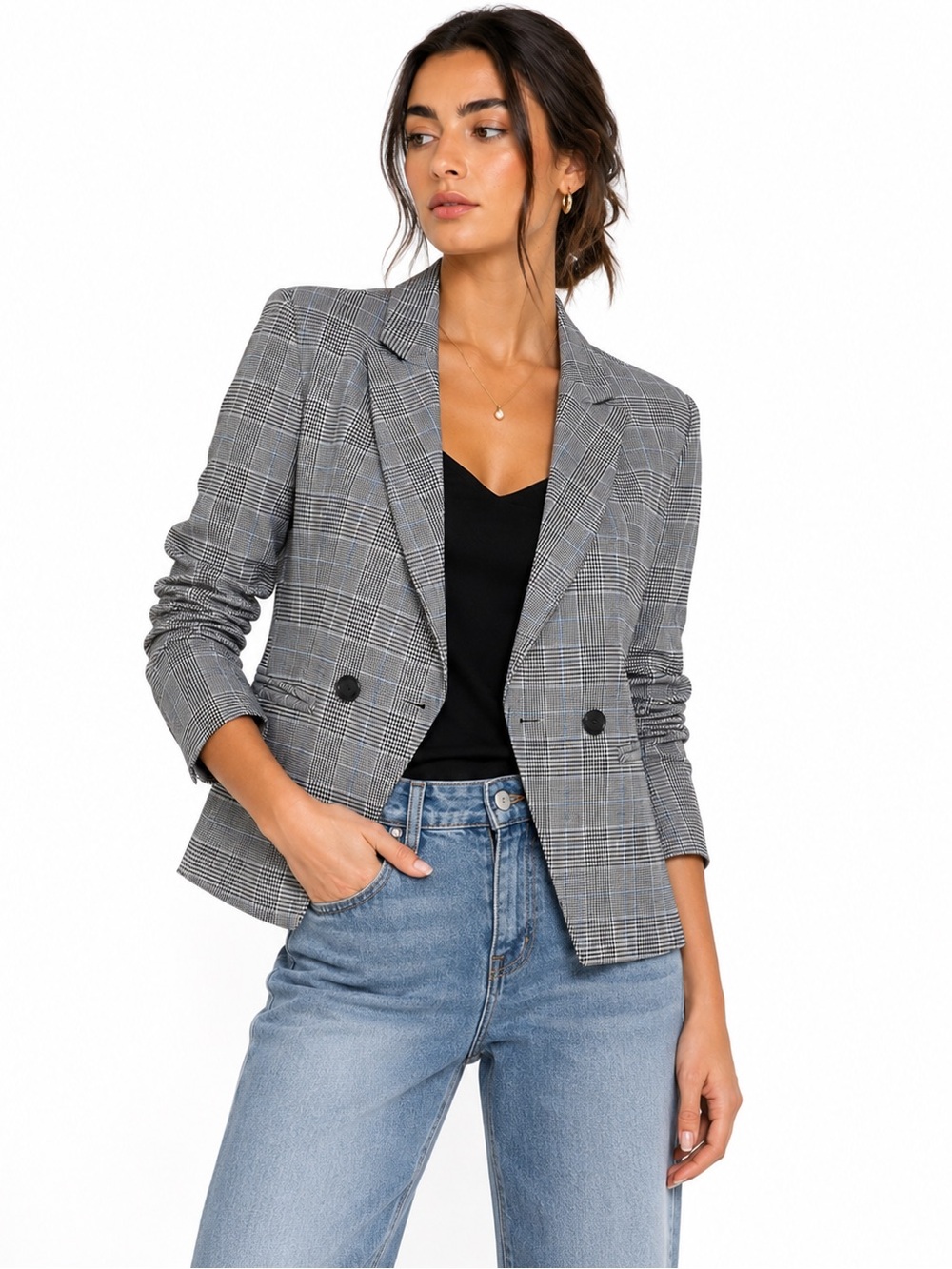 Cupcakes & Cashmere Plaid Business Casual Lightweight Blazer Size 4 NWOT